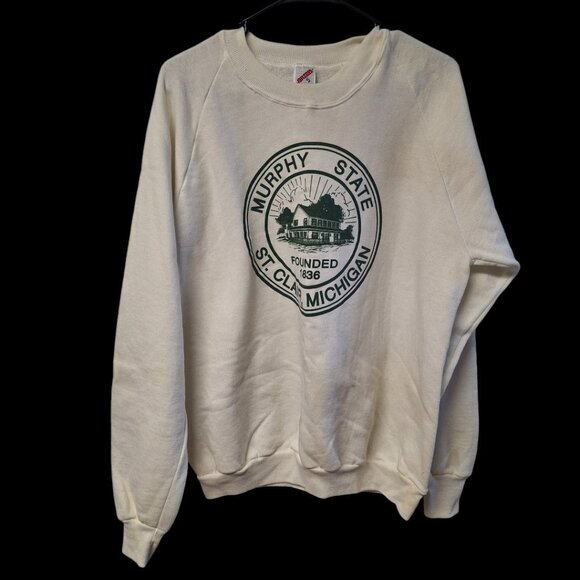 Murphy State St Clair Michigan 1836 Sweatshirt Adult XL Jerzees Vintage Distress - Picture 1 of 9